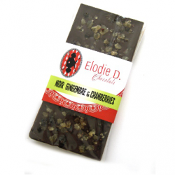 Chocolat noir gingembre et cranberries, Elodie D (80g)