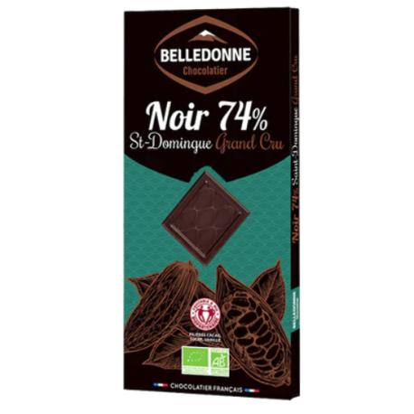Chocolat bio 74% fourré crème café Belledonne (100g)