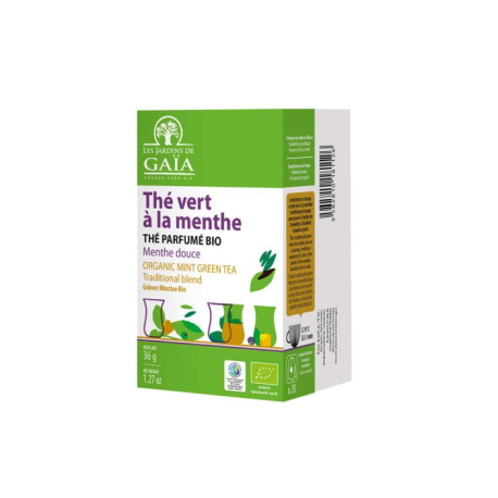 Thé vert à la menthe bio (1 boîte, 20 sachets)